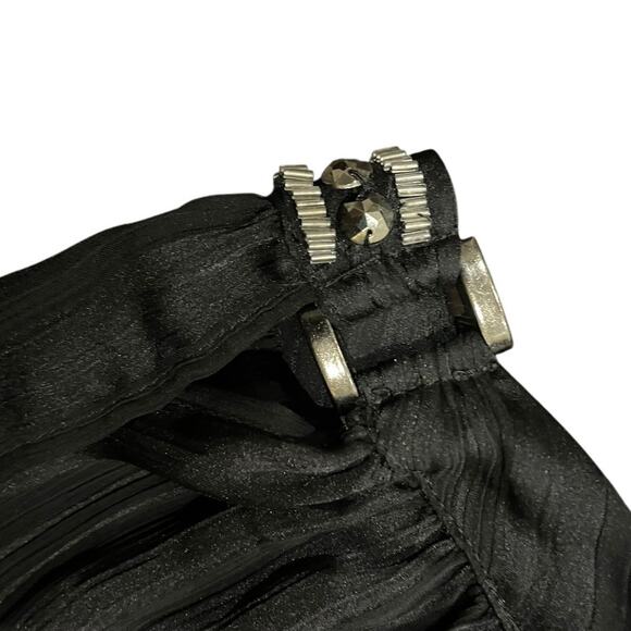 Cache Vintage sheer blouse 3/4 sleeves elastic cuff 90s tie studded neckline Y2K - Picture 5 of 5